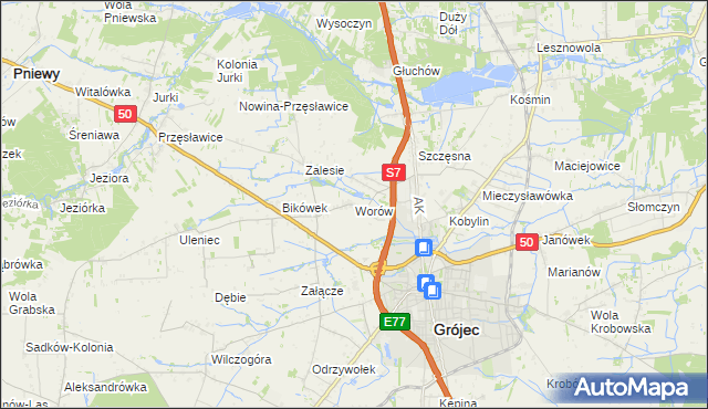 mapa Worów, Worów na mapie Targeo