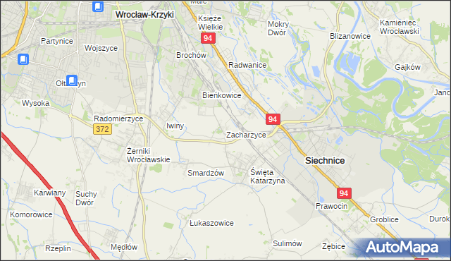 mapa Zacharzyce, Zacharzyce na mapie Targeo