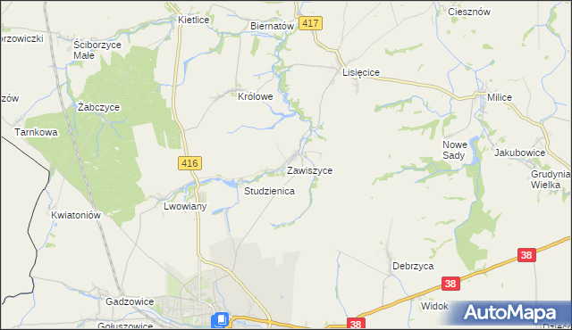 mapa Zawiszyce, Zawiszyce na mapie Targeo