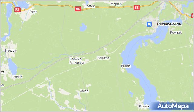 mapa Zdrużno, Zdrużno na mapie Targeo