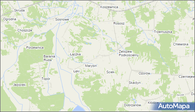 mapa Żeliszew Duży, Żeliszew Duży na mapie Targeo
