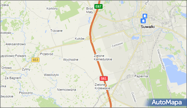 mapa Zielone Kamedulskie, Zielone Kamedulskie na mapie Targeo