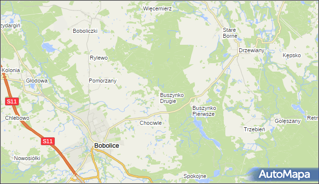 mapa Buszynko Drugie, Buszynko Drugie na mapie Targeo