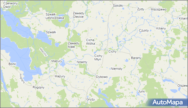 mapa Cichy Młyn, Cichy Młyn na mapie Targeo