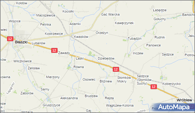 mapa Dziebędów, Dziebędów na mapie Targeo