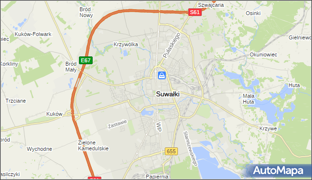 mapa Suwałk, Suwałki na mapie Targeo