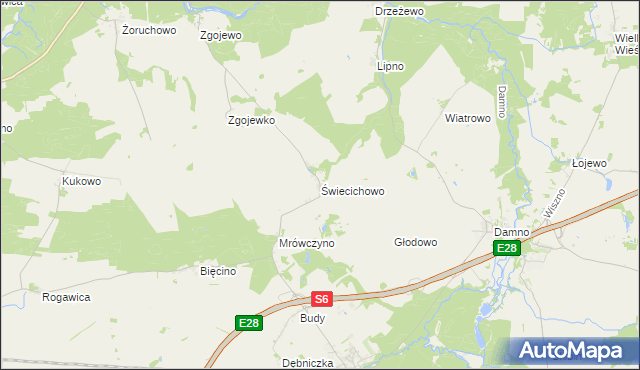 mapa Świecichowo, Świecichowo na mapie Targeo