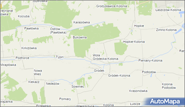 mapa Wola Gródecka-Kolonia, Wola Gródecka-Kolonia na mapie Targeo