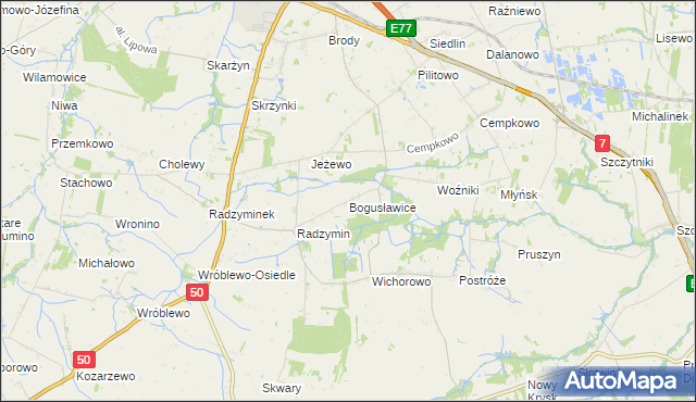 mapa Bogusławice gmina Płońsk, Bogusławice gmina Płońsk na mapie Targeo