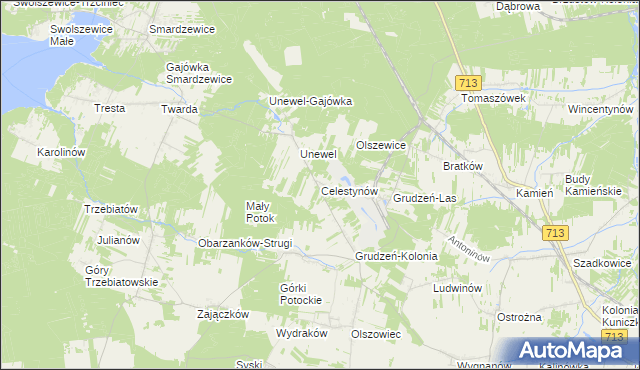 mapa Celestynów gmina Sławno, Celestynów gmina Sławno na mapie Targeo