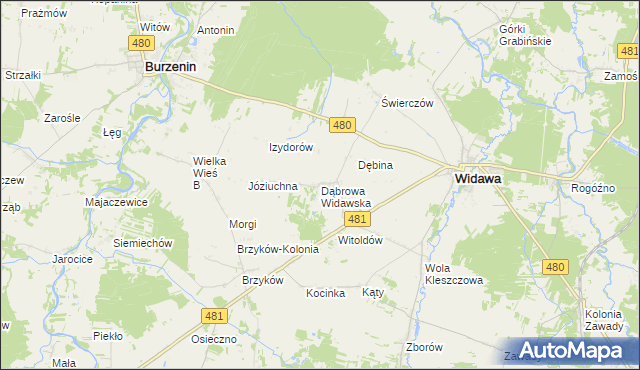 mapa Dąbrowa Widawska, Dąbrowa Widawska na mapie Targeo