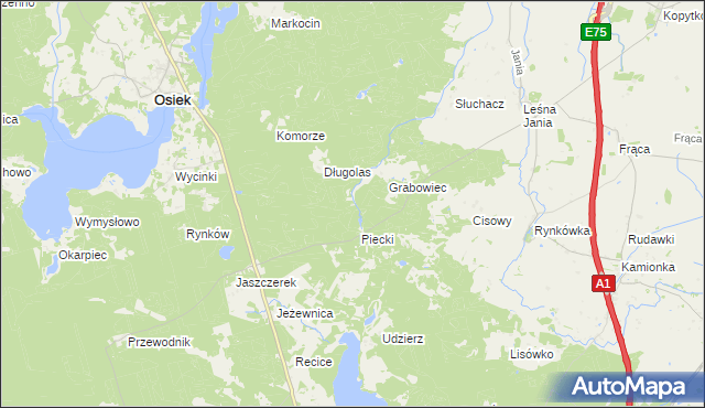 mapa Frąca gmina Osiek, Frąca gmina Osiek na mapie Targeo