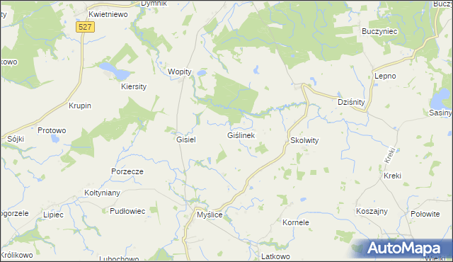 mapa Giślinek, Giślinek na mapie Targeo