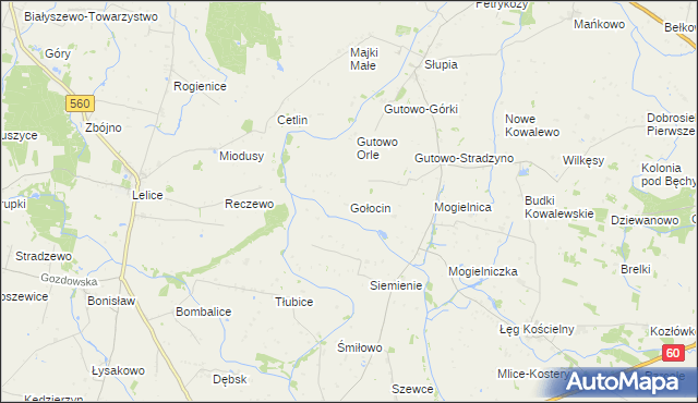 mapa Gołocin, Gołocin na mapie Targeo