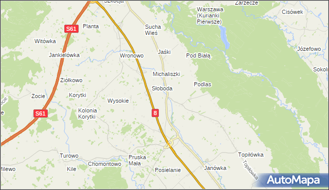 mapa Jabłońskie gmina Augustów, Jabłońskie gmina Augustów na mapie Targeo