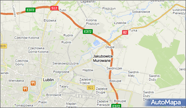mapa Jakubowice Murowane, Jakubowice Murowane na mapie Targeo