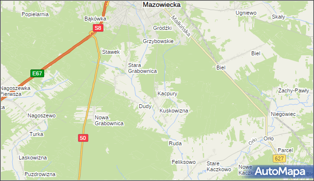 mapa Kacpury, Kacpury na mapie Targeo