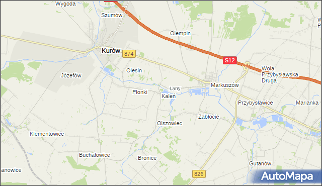 mapa Kaleń gmina Markuszów, Kaleń gmina Markuszów na mapie Targeo