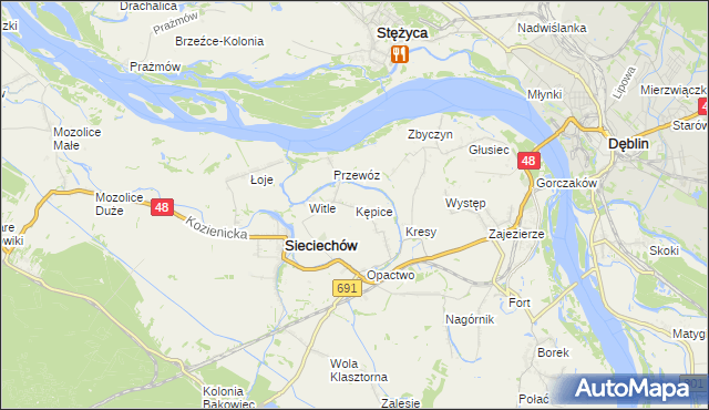 mapa Kępice gmina Sieciechów, Kępice gmina Sieciechów na mapie Targeo