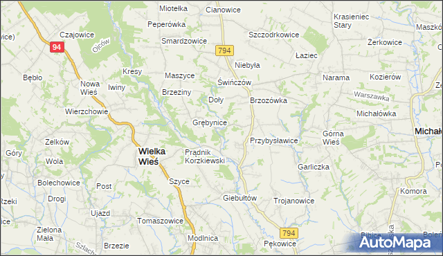 mapa Korzkiew, Korzkiew na mapie Targeo