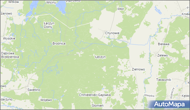 mapa Łęczyn gmina Łęczyce, Łęczyn gmina Łęczyce na mapie Targeo