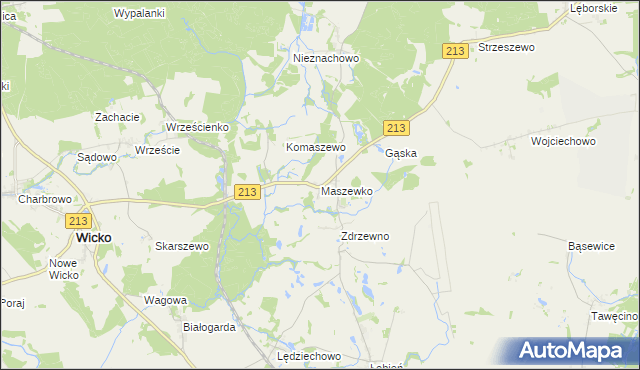 mapa Maszewko gmina Wicko, Maszewko gmina Wicko na mapie Targeo