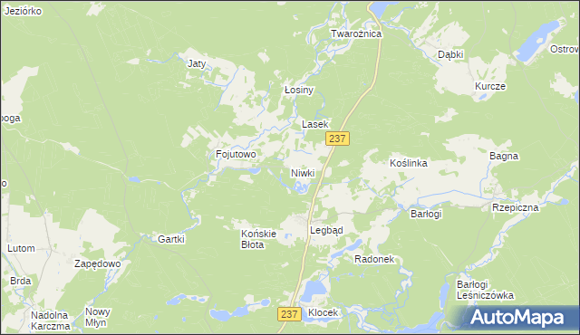 mapa Niwki gmina Tuchola, Niwki gmina Tuchola na mapie Targeo