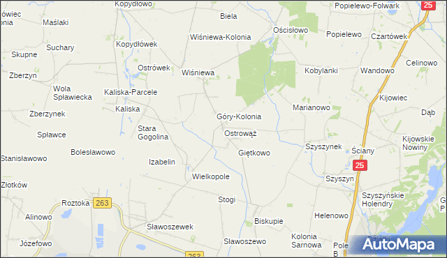 mapa Ostrowąż, Ostrowąż na mapie Targeo