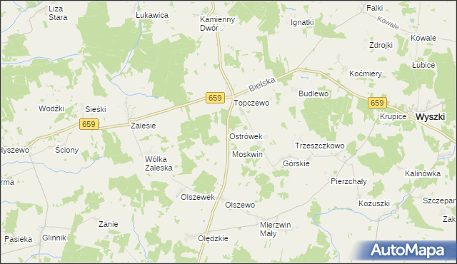 mapa Ostrówek gmina Wyszki, Ostrówek gmina Wyszki na mapie Targeo