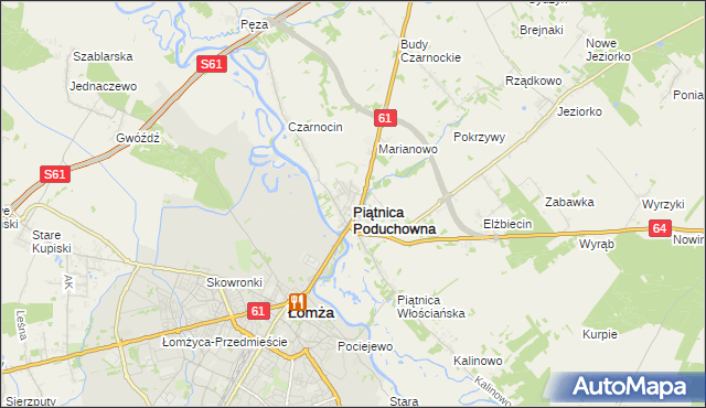 mapa Piątnica Poduchowna, Piątnica Poduchowna na mapie Targeo