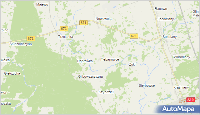 mapa Plebanowce gmina Sokółka, Plebanowce gmina Sokółka na mapie Targeo