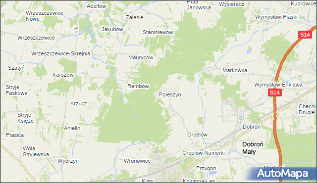 mapa Poleszyn, Poleszyn na mapie Targeo