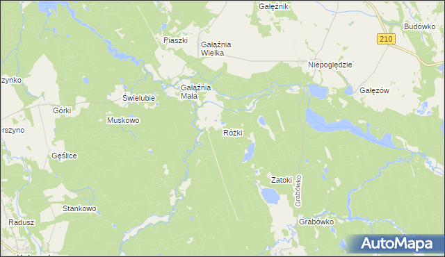 mapa Różki gmina Kołczygłowy, Różki gmina Kołczygłowy na mapie Targeo