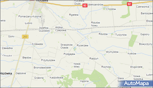 mapa Rycerzew, Rycerzew na mapie Targeo