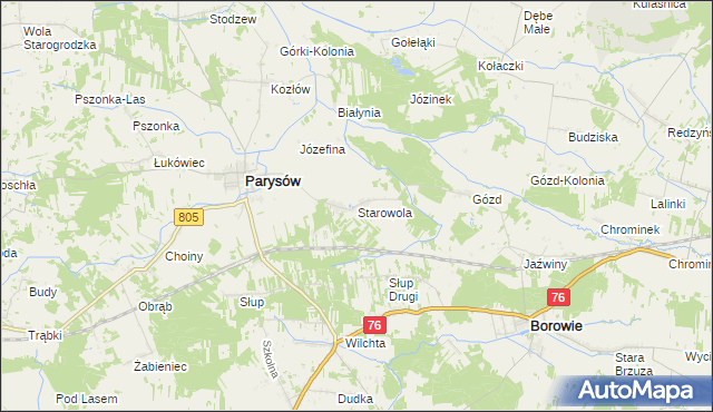 mapa Starowola gmina Parysów, Starowola gmina Parysów na mapie Targeo