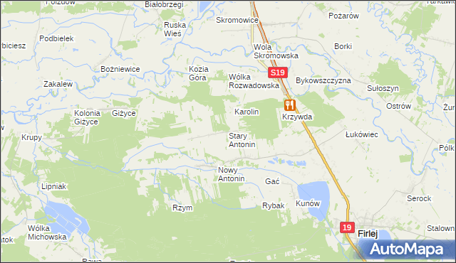 mapa Stary Antonin, Stary Antonin na mapie Targeo
