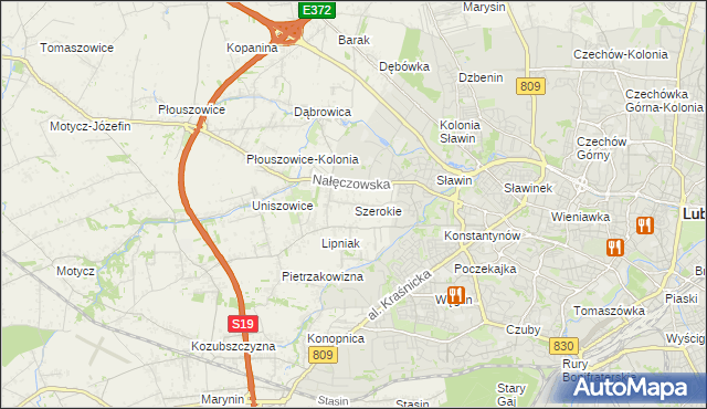 mapa Szerokie gmina Konopnica, Szerokie gmina Konopnica na mapie Targeo