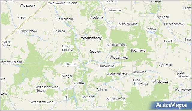 mapa Teodorów gmina Wodzierady, Teodorów gmina Wodzierady na mapie Targeo