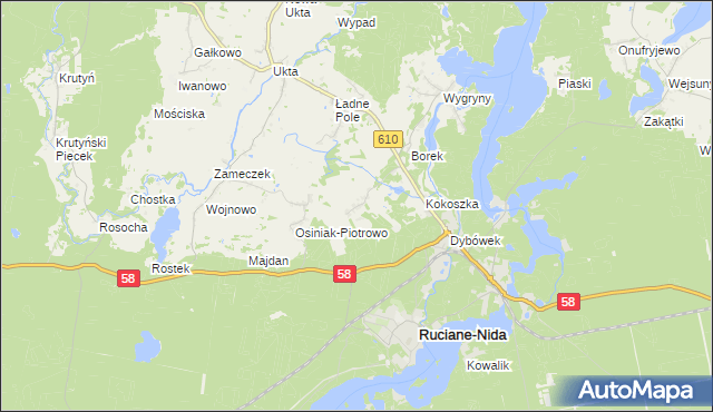 mapa Wólka gmina Ruciane-Nida, Wólka gmina Ruciane-Nida na mapie Targeo