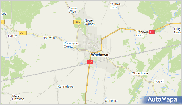 mapa Wschowa, Wschowa na mapie Targeo