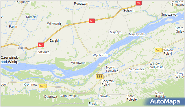 mapa Wychódźc, Wychódźc na mapie Targeo