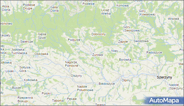 mapa Żurowa, Żurowa na mapie Targeo