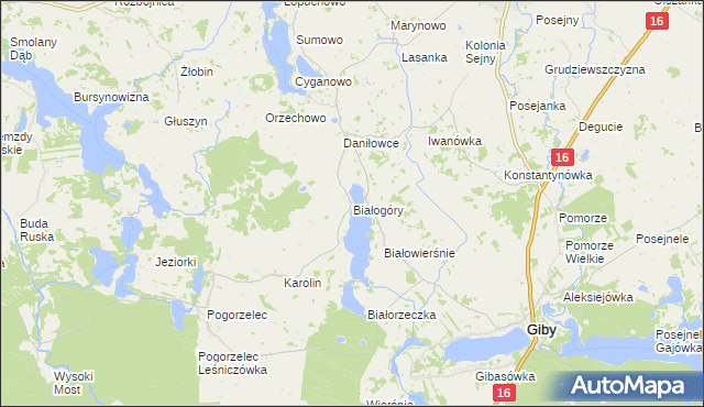mapa Białogóry, Białogóry na mapie Targeo