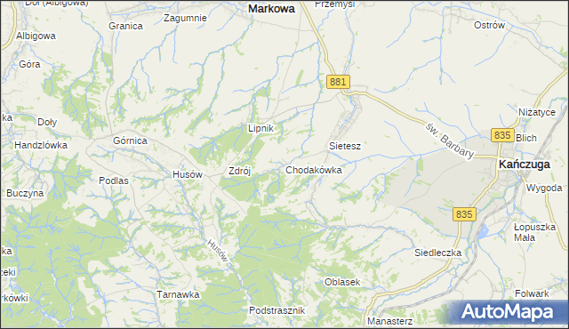 mapa Chodakówka, Chodakówka na mapie Targeo