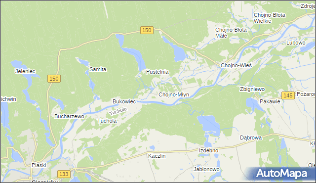 mapa Chojno-Młyn, Chojno-Młyn na mapie Targeo