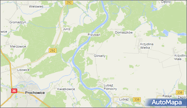 mapa Gliniany gmina Wołów, Gliniany gmina Wołów na mapie Targeo