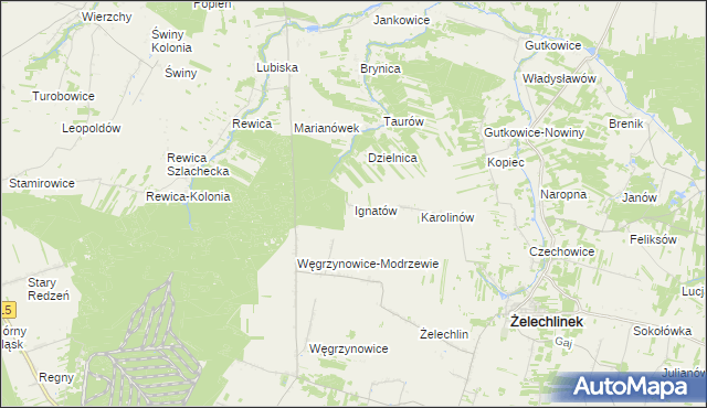 mapa Ignatów gmina Żelechlinek, Ignatów gmina Żelechlinek na mapie Targeo