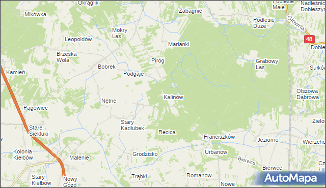 mapa Kalinów gmina Stromiec, Kalinów gmina Stromiec na mapie Targeo