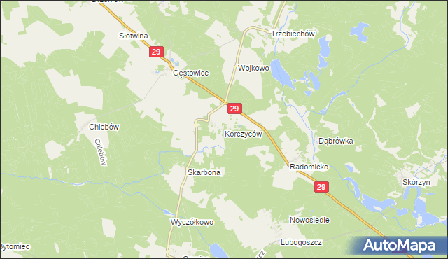 mapa Korczyców, Korczyców na mapie Targeo