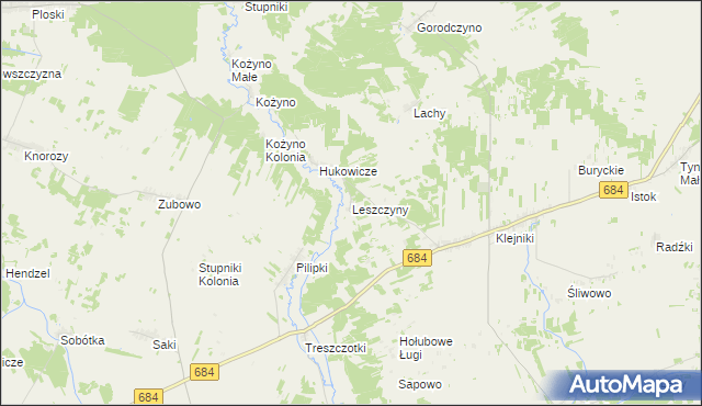 mapa Leszczyny gmina Czyże, Leszczyny gmina Czyże na mapie Targeo